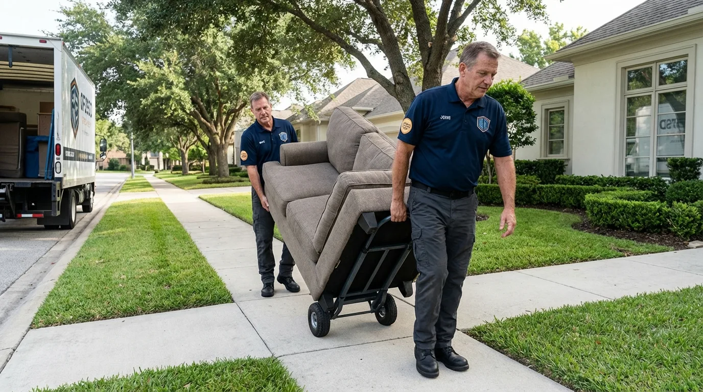 Local residential moving crew loading furniture in Monmouth, OR
